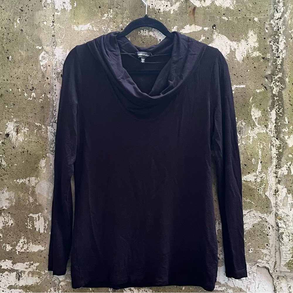 Lord & Taylor Black Long Sleeve Cowl Neck Top, XS
